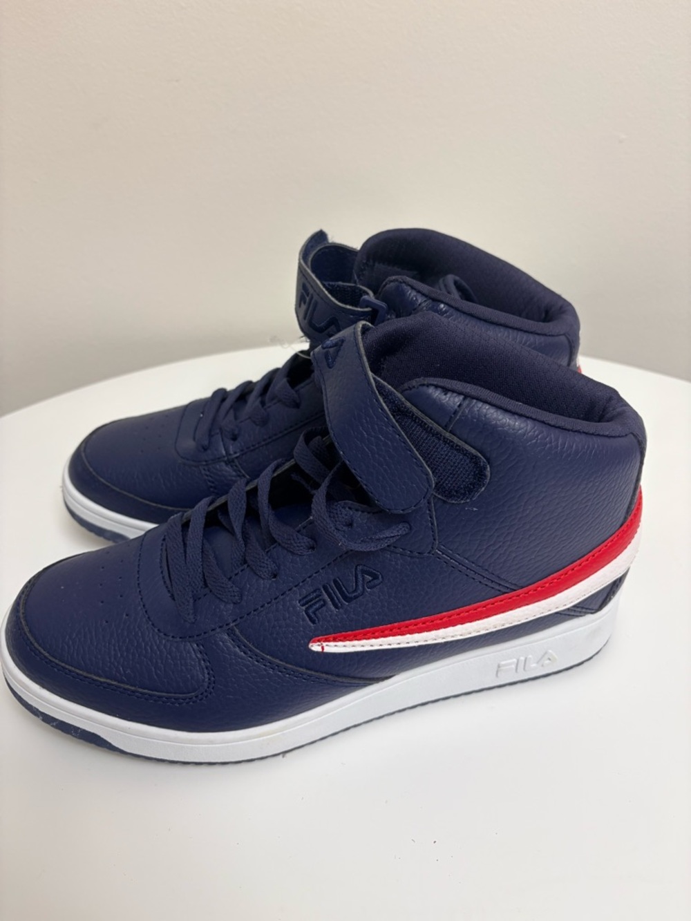 FILA Navy High-Top Sneakers with Red & White Trim